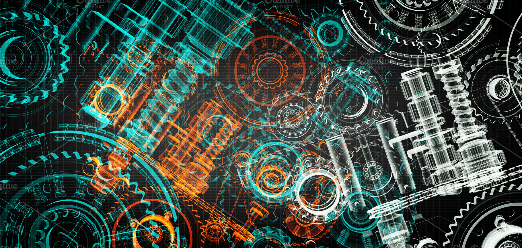 Blueprint project of engine design., a Technology Photo by Photocreo Michal Bednarek