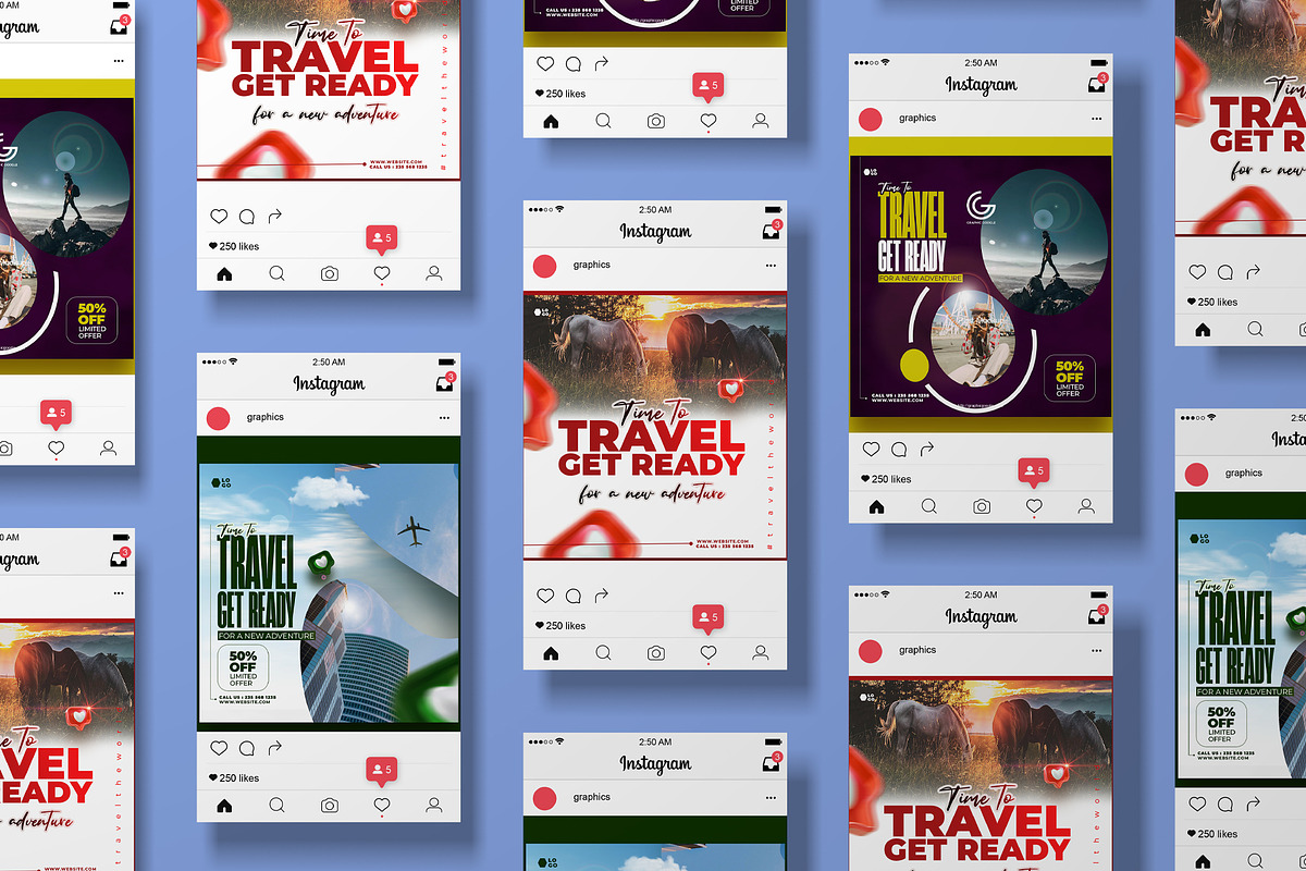 5 Social Media travel Templates, a Social Media Template by graphic bakers (Photo 4 of 10)