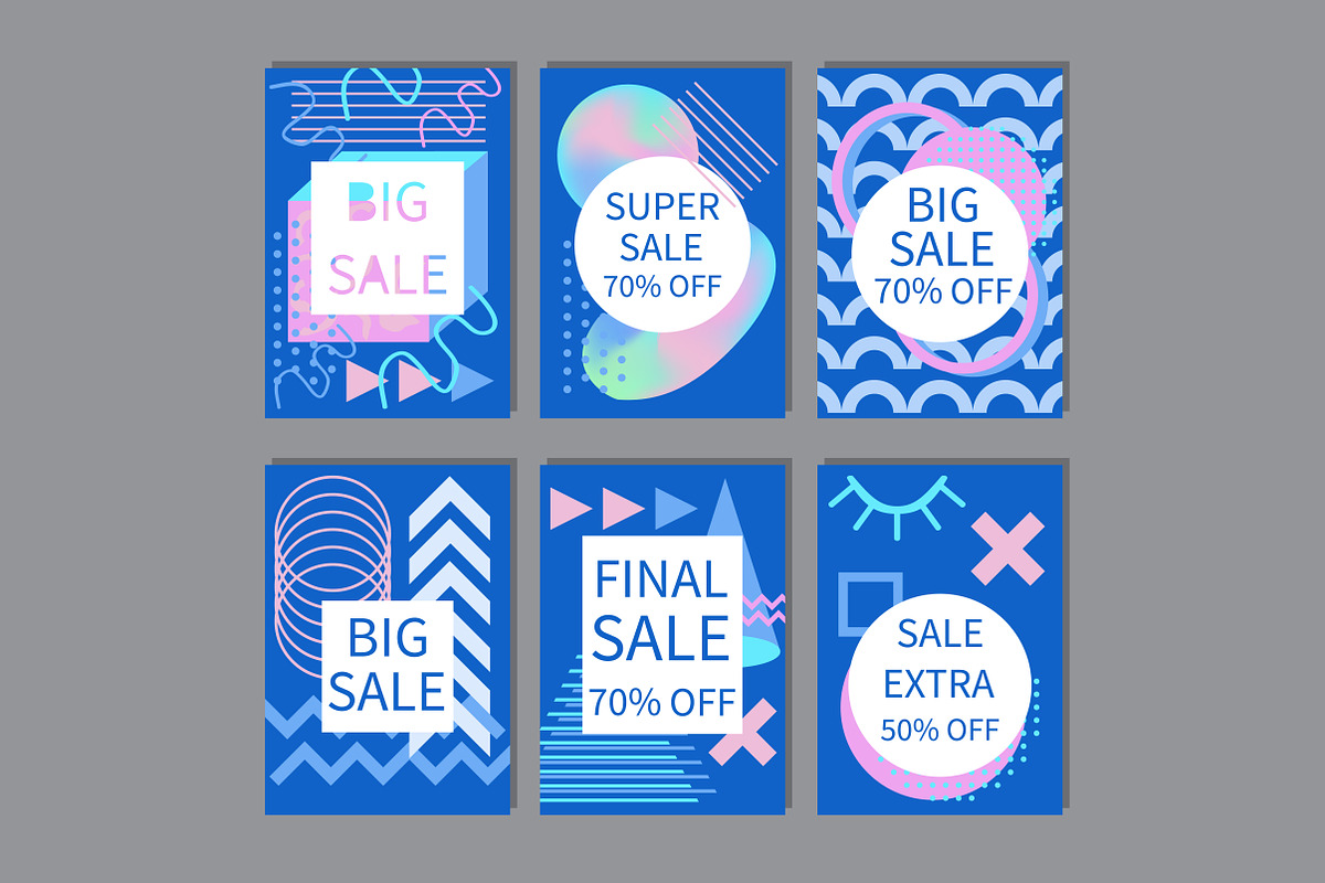 Sale Cards Set Memphis style, a Card Template by Annakristal