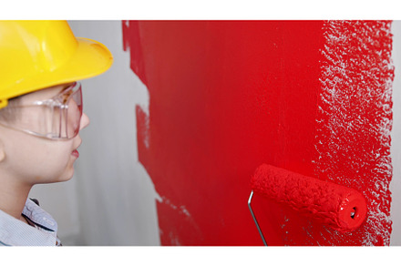 A little boy painting clear wall, a Person Photo by Barcelona_dreams