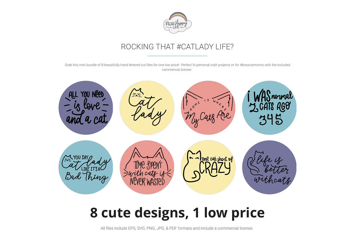 Cat Life Design Bundle, an Illustration by Phat Happy Life (Photo 1 of 12)