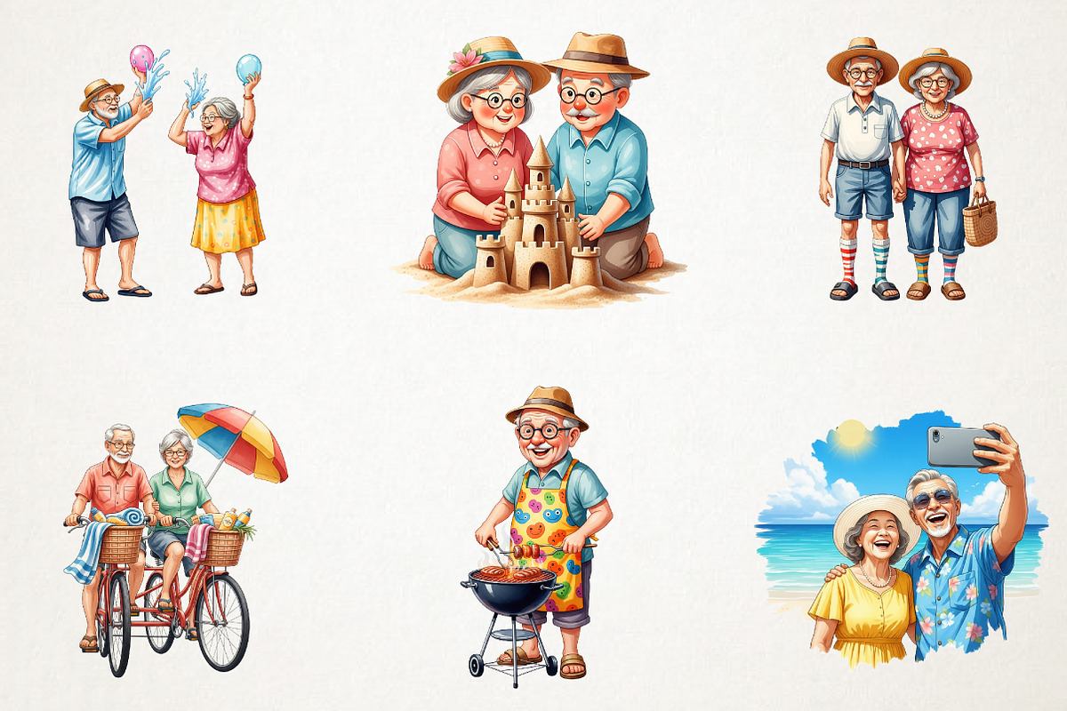 Funny Summer Old Couple Clipart, an Illustration by RobertsArt (Photo 6 of 7)