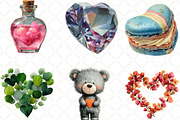 Watercolor Valentines Day Clipart, an Illustration by Black Bird Studio (Thumbnail 3 of 6)