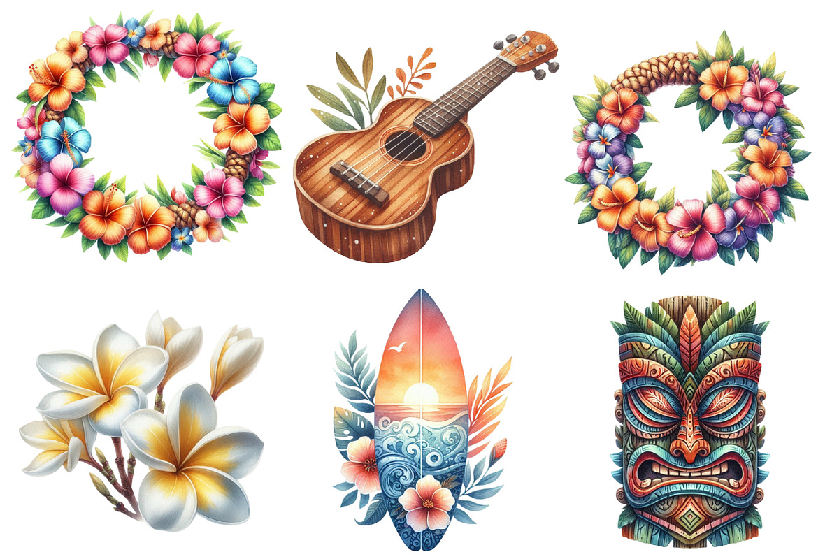 Watercolor Hawaii Clipart Bundle, an Illustration by SinaCreation (Photo 4 of 5)