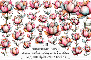 Whimsical Spring Tulip Flower Clipar, an Illustration by Designking