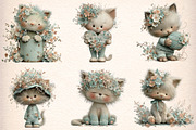 Whimsical Spring Cats Clipart, an Illustration by Digital Artistic99 (Thumbnail 4 of 9)