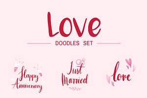 Love Doodle Set Typography Vectors