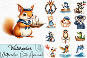Watercolor Cute Sailor Animal Clipar, an Illustration by CrexoraLab (Thumbnail 1 of 4)