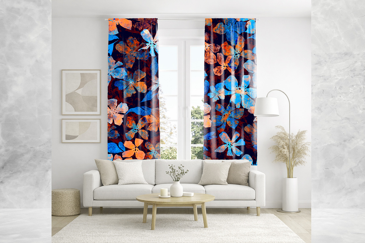 Blue & Orange Floral Pattern, a Pattern Graphic by MartinShop (Photo 4 of 10)