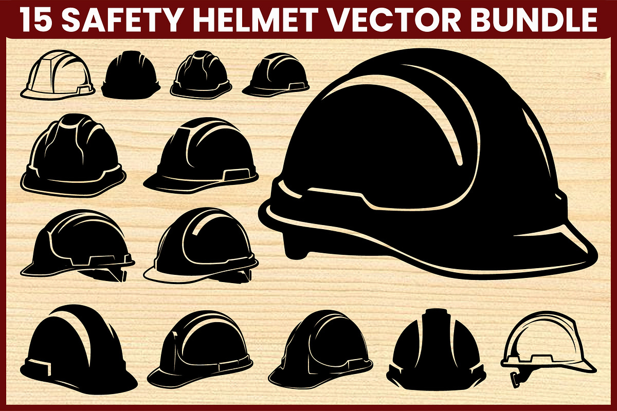 15 Safety Helmet Silhouette Vector B, an Illustration by Amazin_art (Photo 1 of 4)