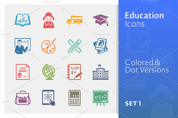 Education Icons Set 1 Colored
