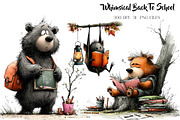 Whimsical Back To School Clipart, a Seasonal Illustration by CreationArt (Thumbnail 1 of 5)