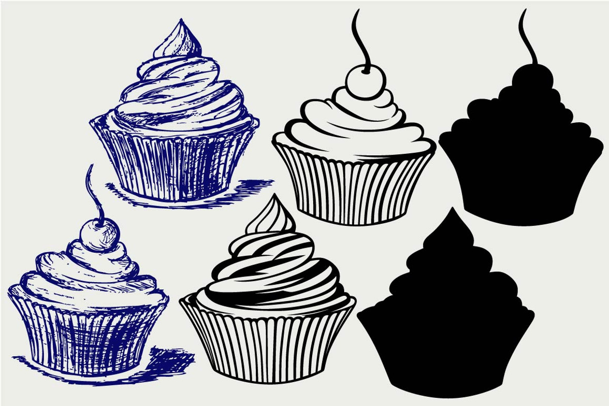 Cute cupcake SVG, an Outline Icon by LineworkStock