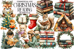 Christmas Reading Clipart, an Illustration by Daily.Designs