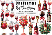 Christmas Red Wine Clipart, a Graphic by CitraGraphics (Thumbnail 1 of 4)