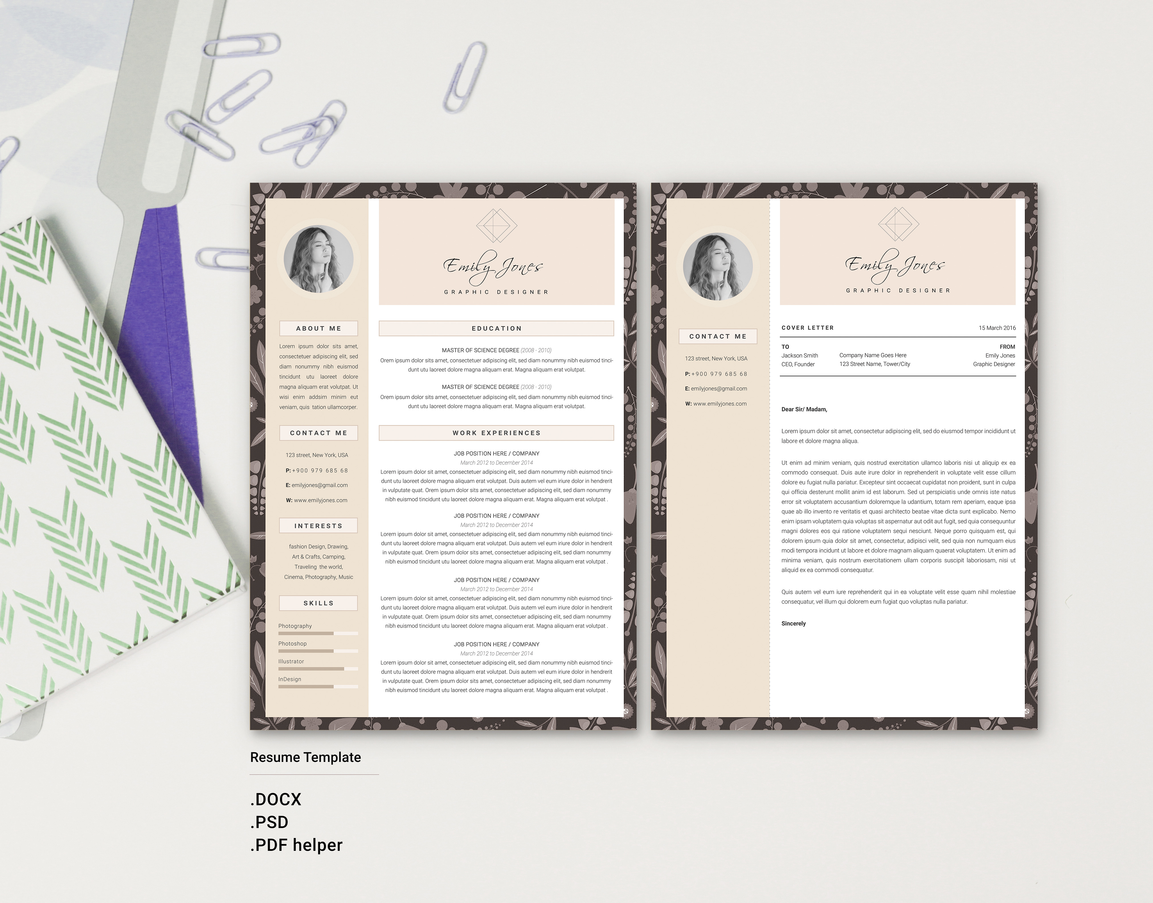 Simple Color CV-Resume Template *C, a Resume Template by Showy68 Template