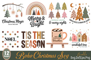 Boho Christmas SVG Bundle, an Object Graphic by DollarSmart