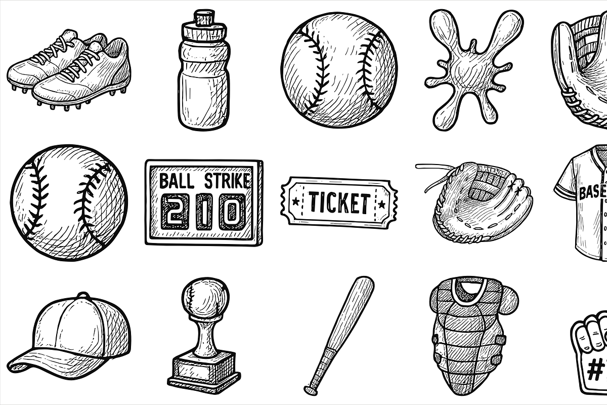 Baseball Elements Set, an Object Graphic by nikagraphic