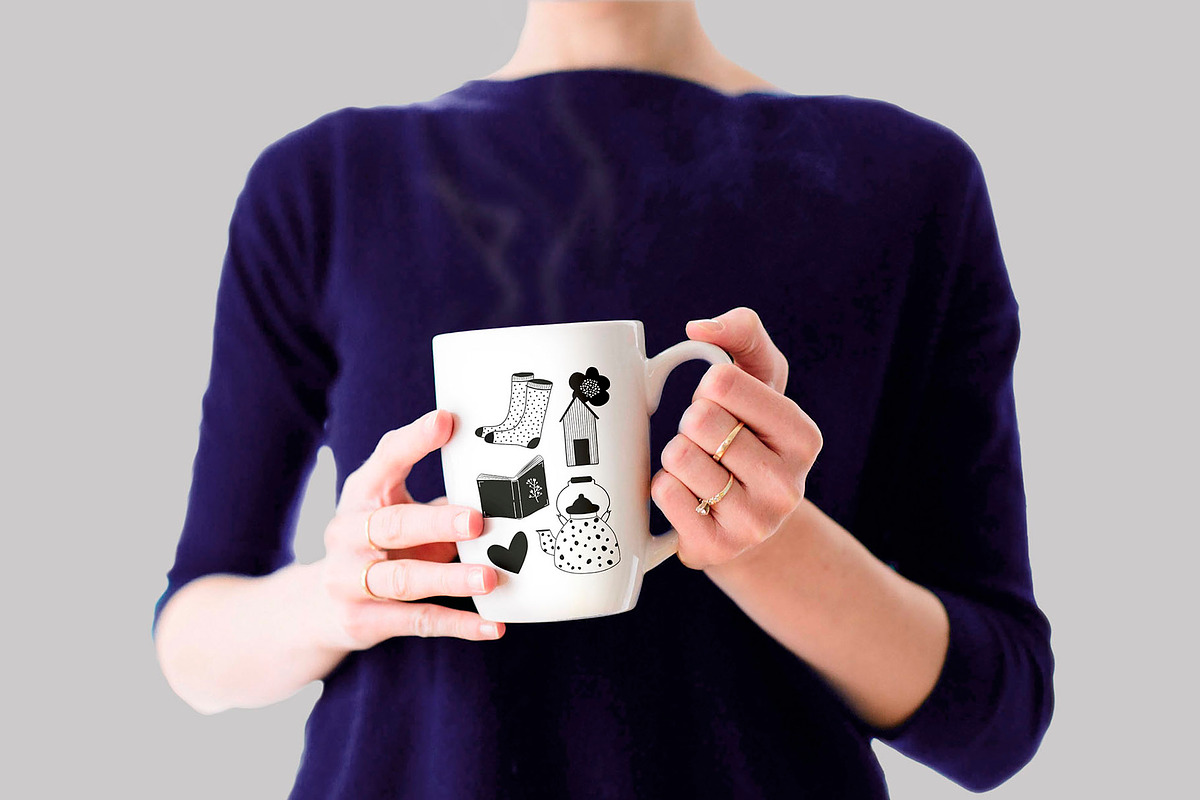 Hygge Black and White Clipart, a Seasonal Illustration by Chus Moreno Studio (Photo 3 of 4)