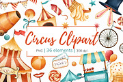 Cute Circus Clipart PNG Set, an Object Illustration by Mespilia (Thumbnail 1 of 5)