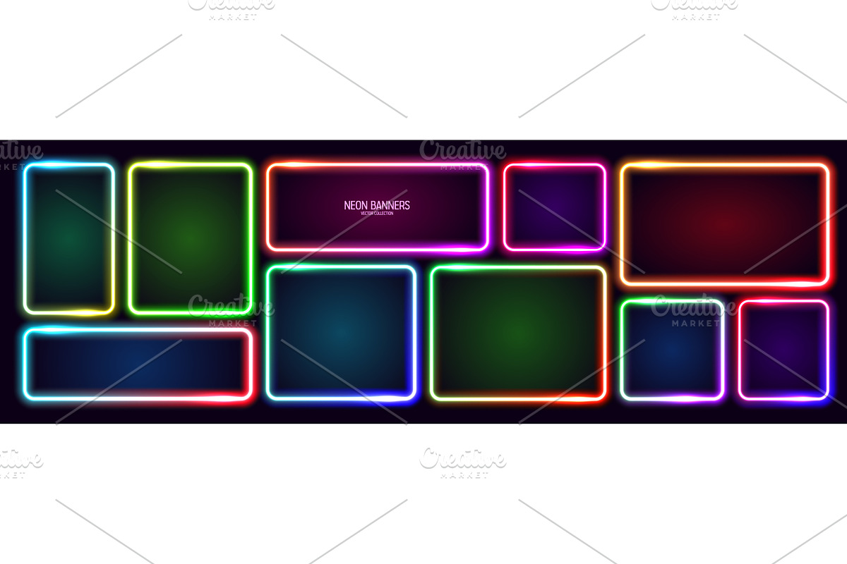 Colorful glowing neon banners, an Illustration by 32pixels