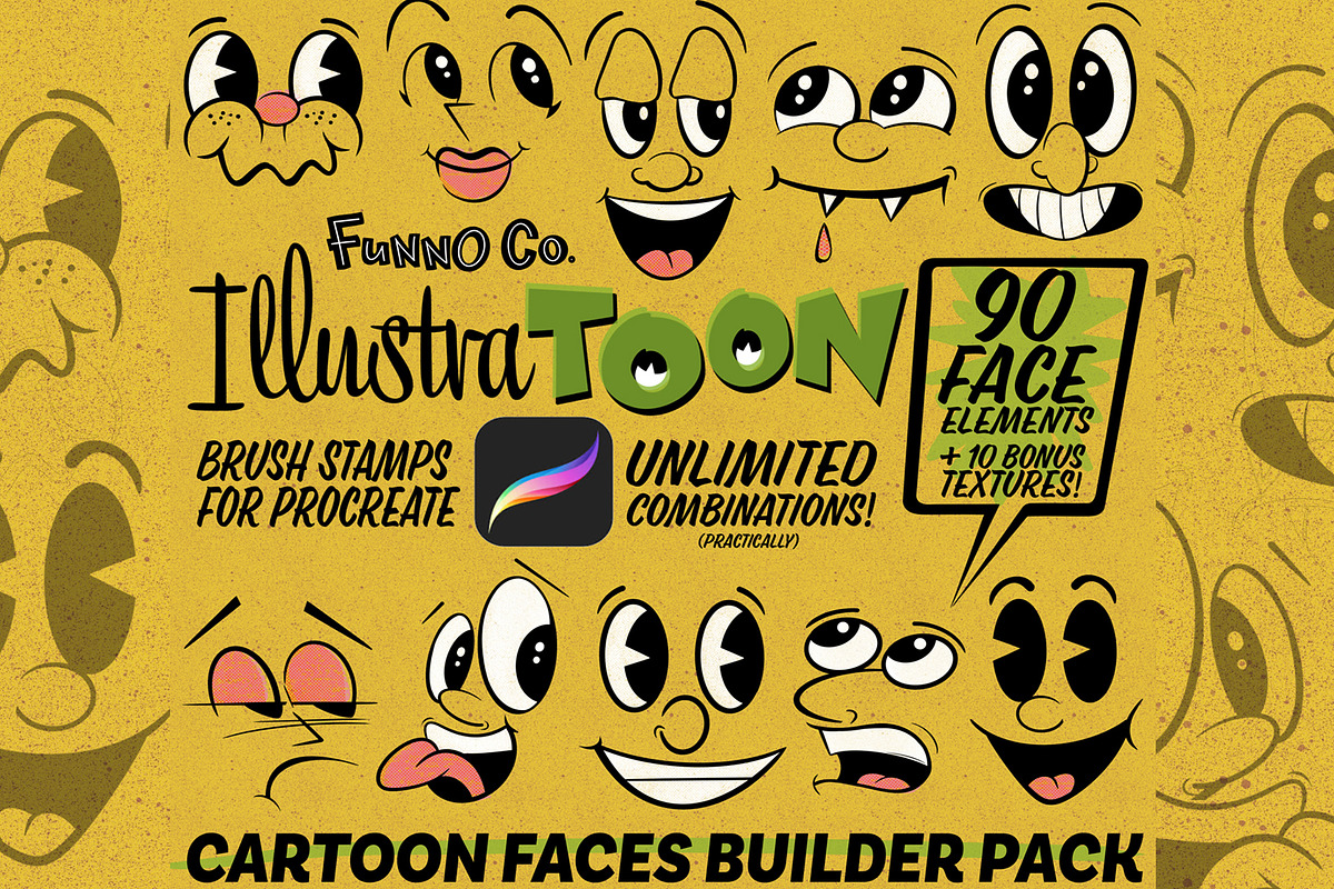 IllustraTOON Cartoon Faces Maker, a Brush Add-On by Funno Co. (Photo 1 of 5)