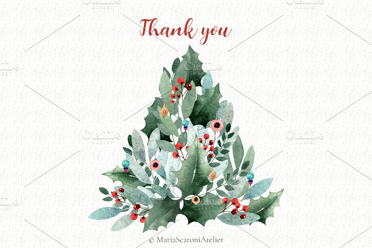 Watercolor Christmas Collection, a Decorative Illustration by MariaScaroniAtelier (Photo 11 of 11)