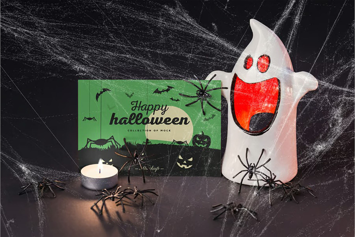Halloween Card Mock-up, an Advertising Mockup by zippypixelstudio (Photo 8 of 13)