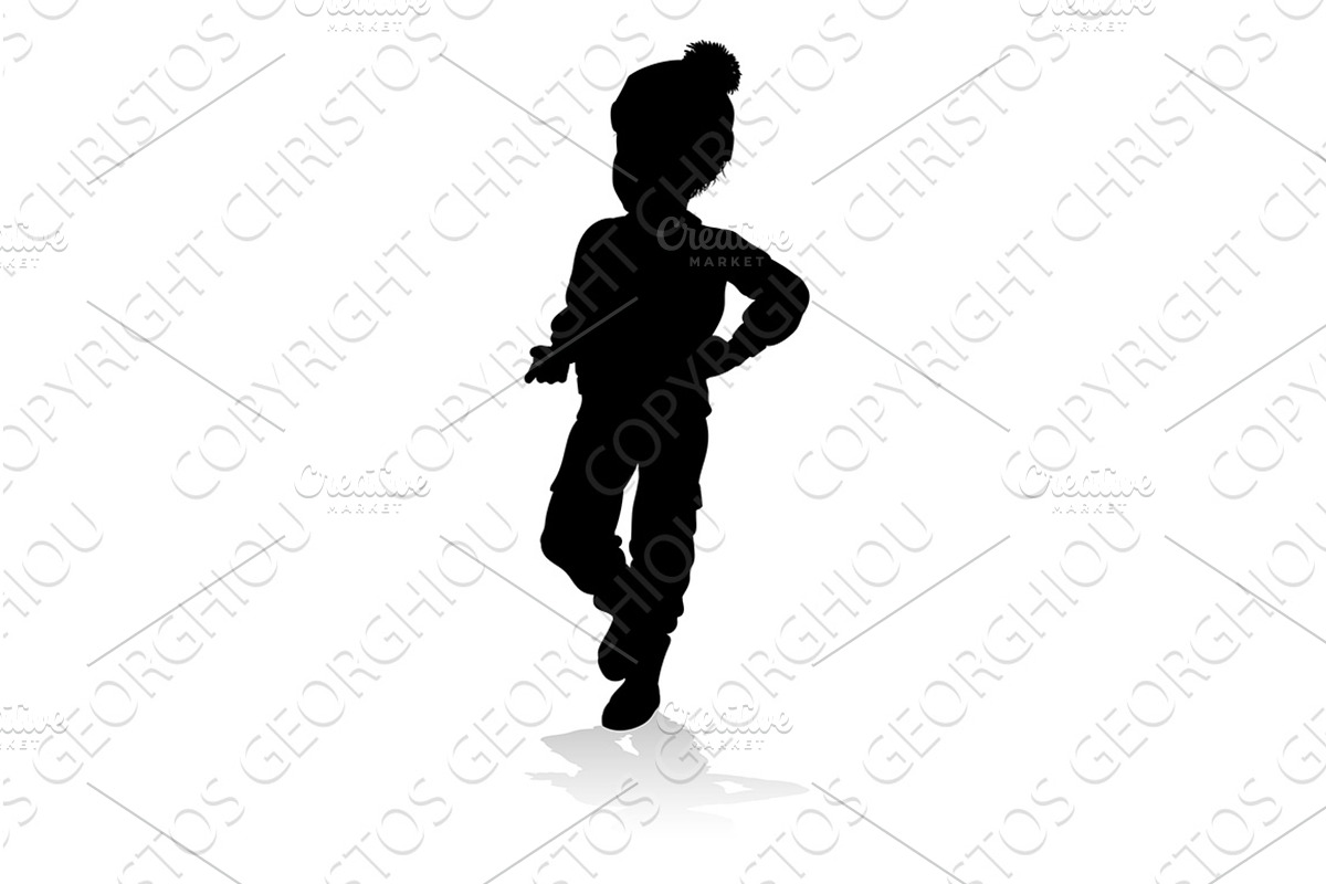 Silhouette Child Kid In Christmas, an Illustration by Christos Georghiou