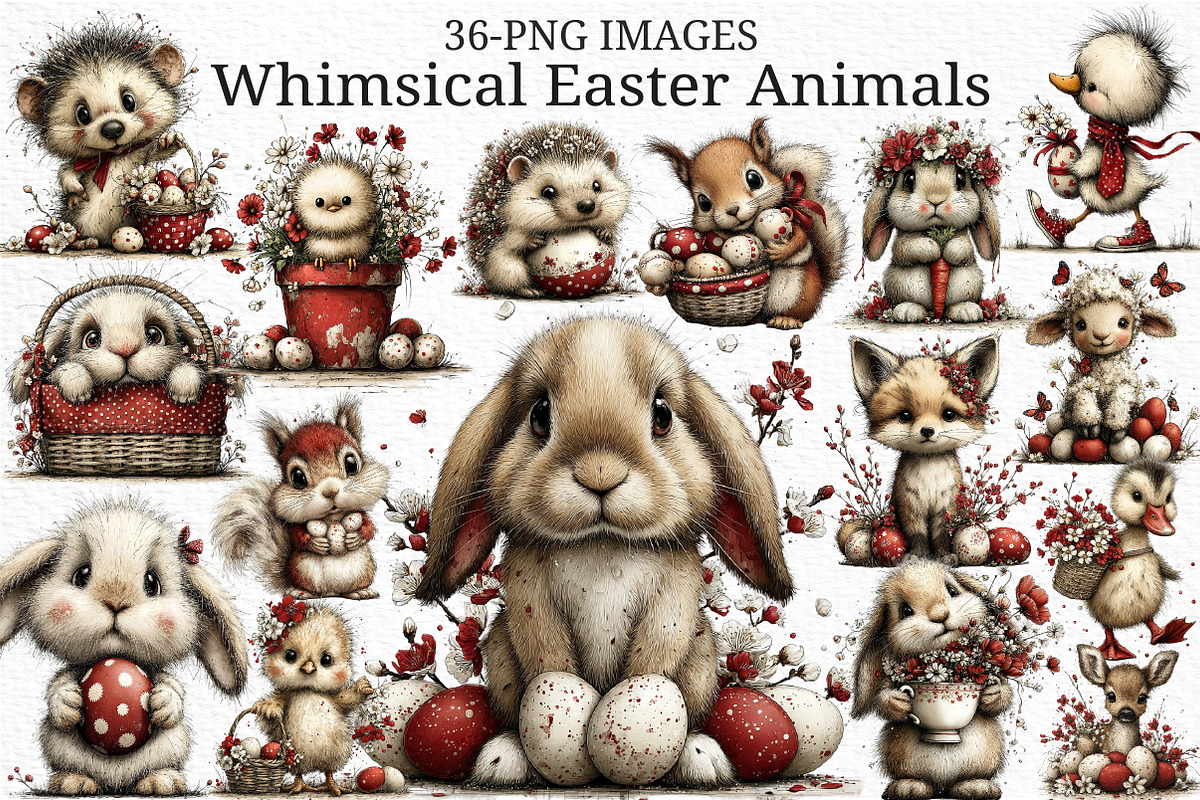 Whimsical Easter Animals Clipart, an Illustration by Craft Nest (Photo 1 of 11)