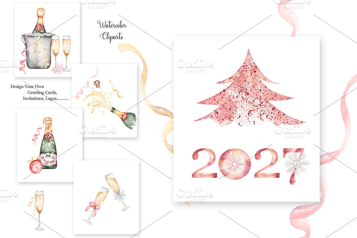 Watercolor Celebratory Icons Set, a Decorative Illustration by MayaNavits (Photo 5 of 6)