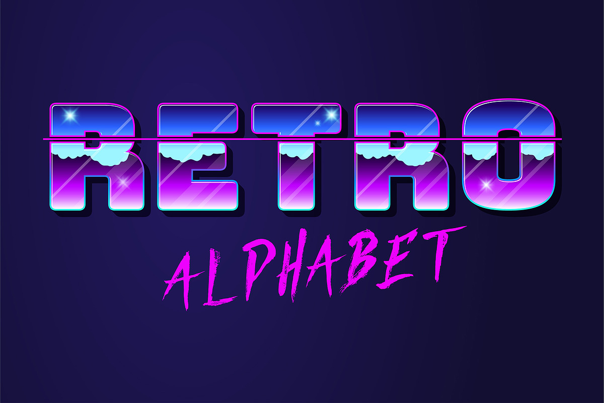 Retro Futuristic Chrome Font, an Object Graphic by Pro_Vector (Photo 3 of 3)
