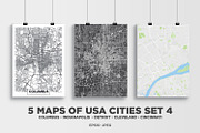 5 maps of USA cities set 4, an Illustration by MaximGertsen (Thumbnail 1 of 9)