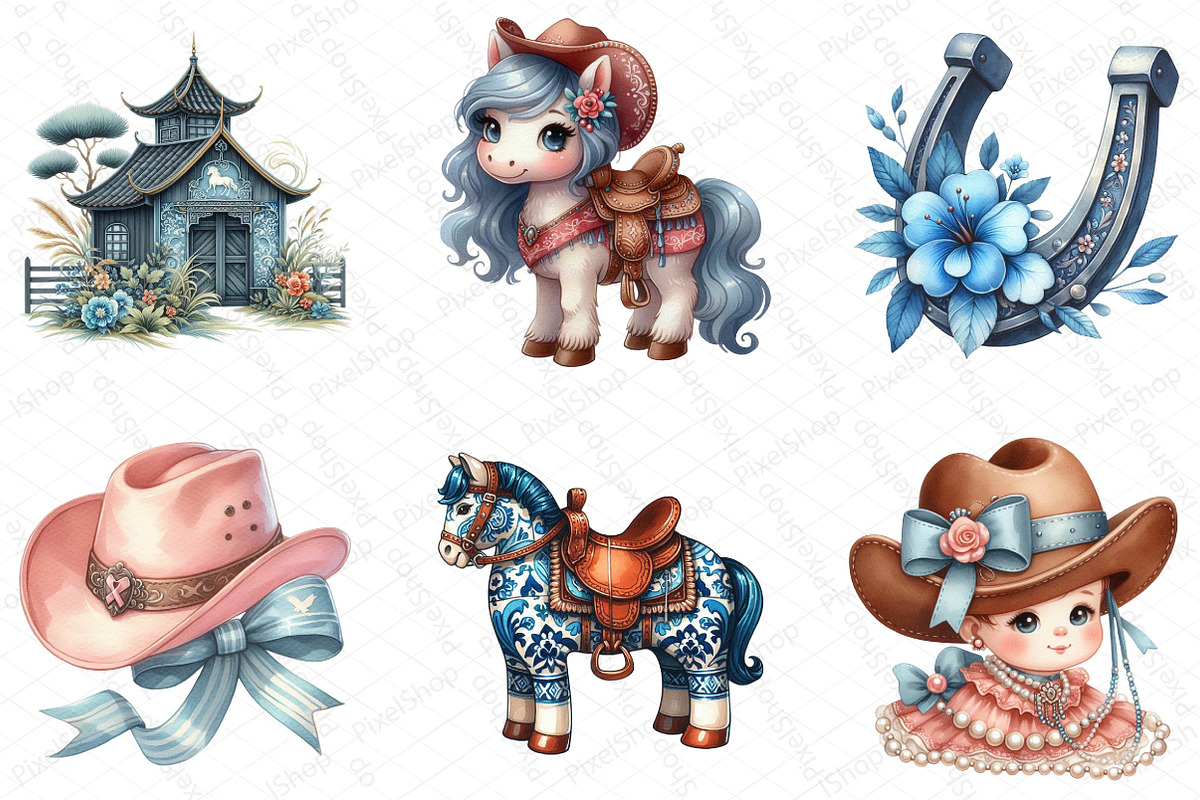 Cute Chinoiserie Cowgirl Sublimation, an Illustration by DreamPrint404 (Photo 4 of 7)