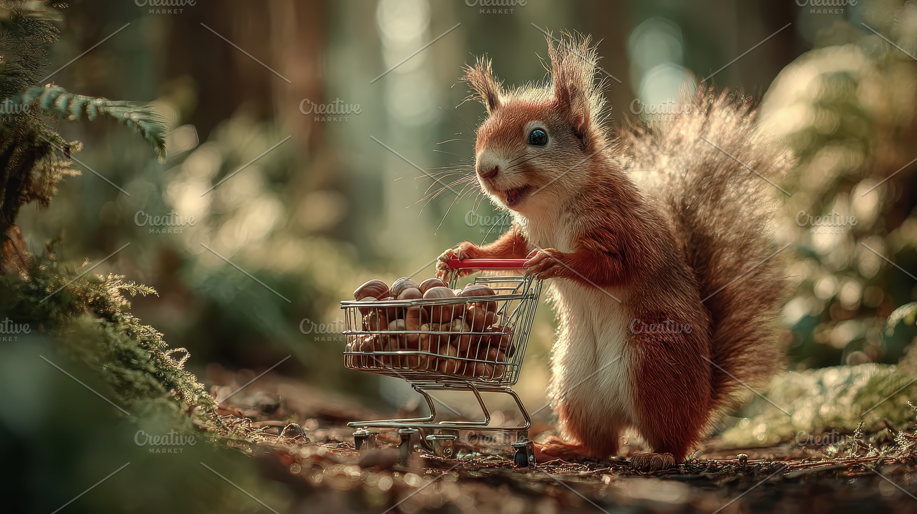 Red Squirrel Shopping for Nuts in a, a Photo by Pixeness Studio