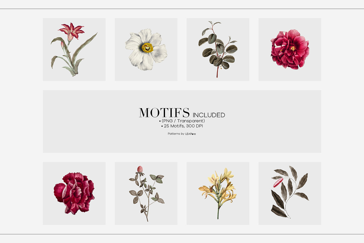 Seamless Floral Patterns And Motifs, a Pattern Graphic by LEAFure (Photo 5 of 10)
