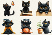 Quirky Funny Black Cat Clipart, an Illustration by OK Design (Thumbnail 2 of 4)
