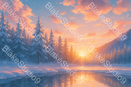 Winter Sunrise Reflection, a Wallpaper Graphic by BlakeStudio9