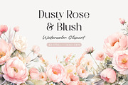 Dusty Rose Floral Clipart, a Decorative Illustration by Primrose Blume (Thumbnail 1 of 4)