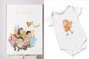 Happy children, an Illustration by Love Watercolor Store (Thumbnail 5 of 6)