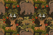 Woodland Bear and Deer Botanical, a Pattern Graphic by NayaChu (Thumbnail 1 of 9)