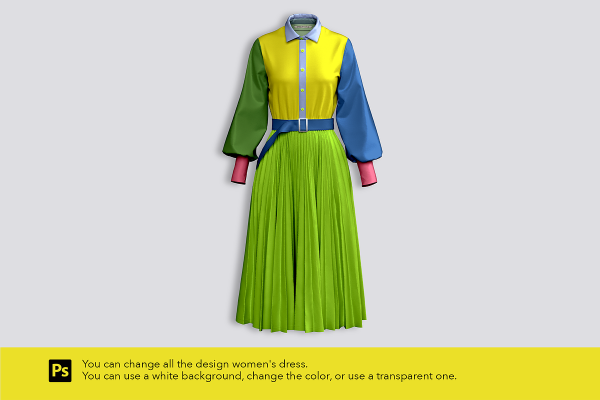 Women's dress mockups with belt., an Apparel Mockup by Irena Matiash shop (Photo 2 of 4)