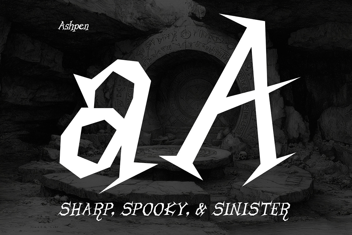 Ashpen - Sharp Halloween Serif, a Serif Font by HipFonts (Photo 3 of 8)