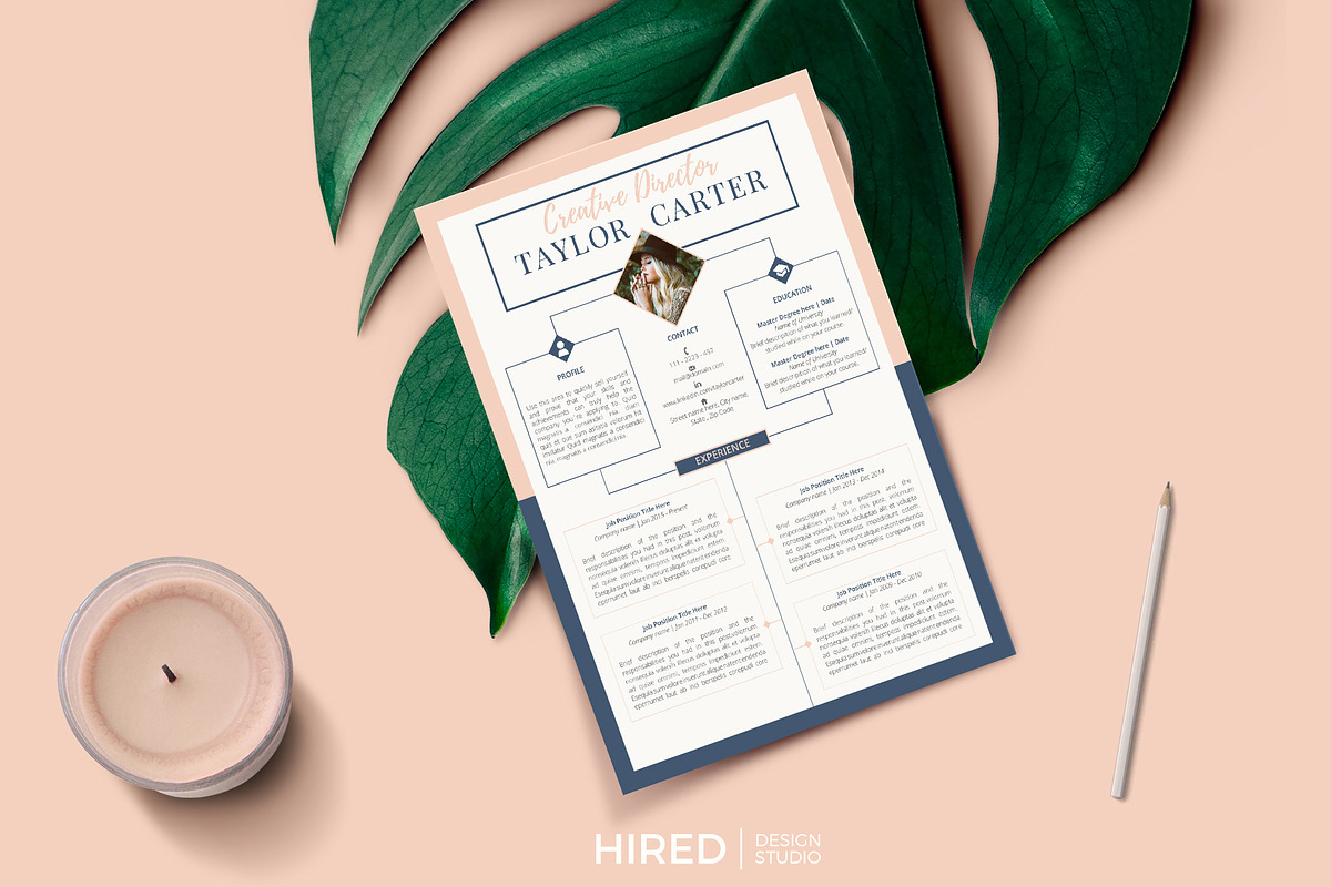 Creative CV Resume Template + icons, a Resume Template by HIRED Design Studio (Photo 11 of 12)