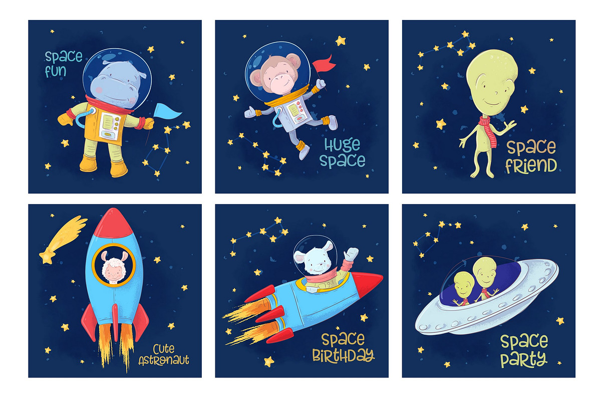 Space – vector clip art, an Animal Illustration by Yuliya Art (Photo 3 of 8)