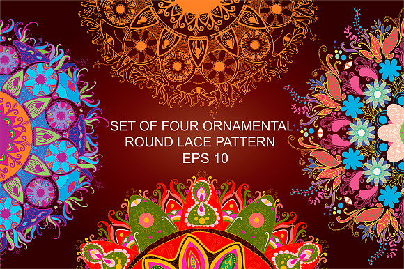 Set of four Ornamental round pattern preview 6