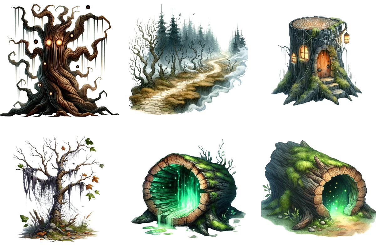 Haunted Forests Clipart, an Illustration by DreamArtGraphic (Photo 3 of 5)