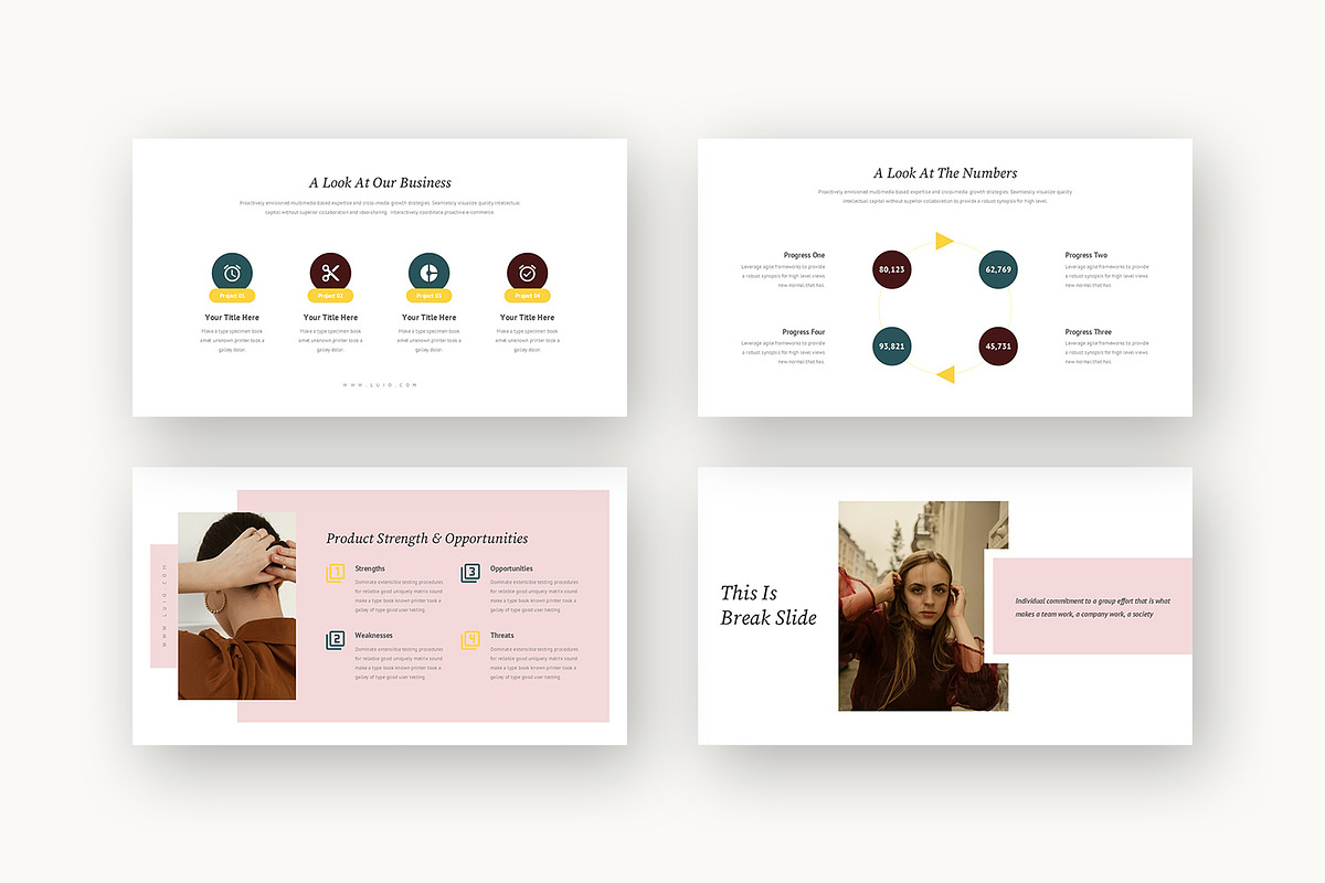 Luio : Lifestyle Brand Google Slides, a Presentation Template by Punkl Camp (Photo 7 of 16)