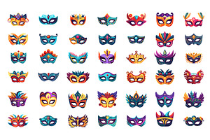 Cartoon Different Carnival Masks