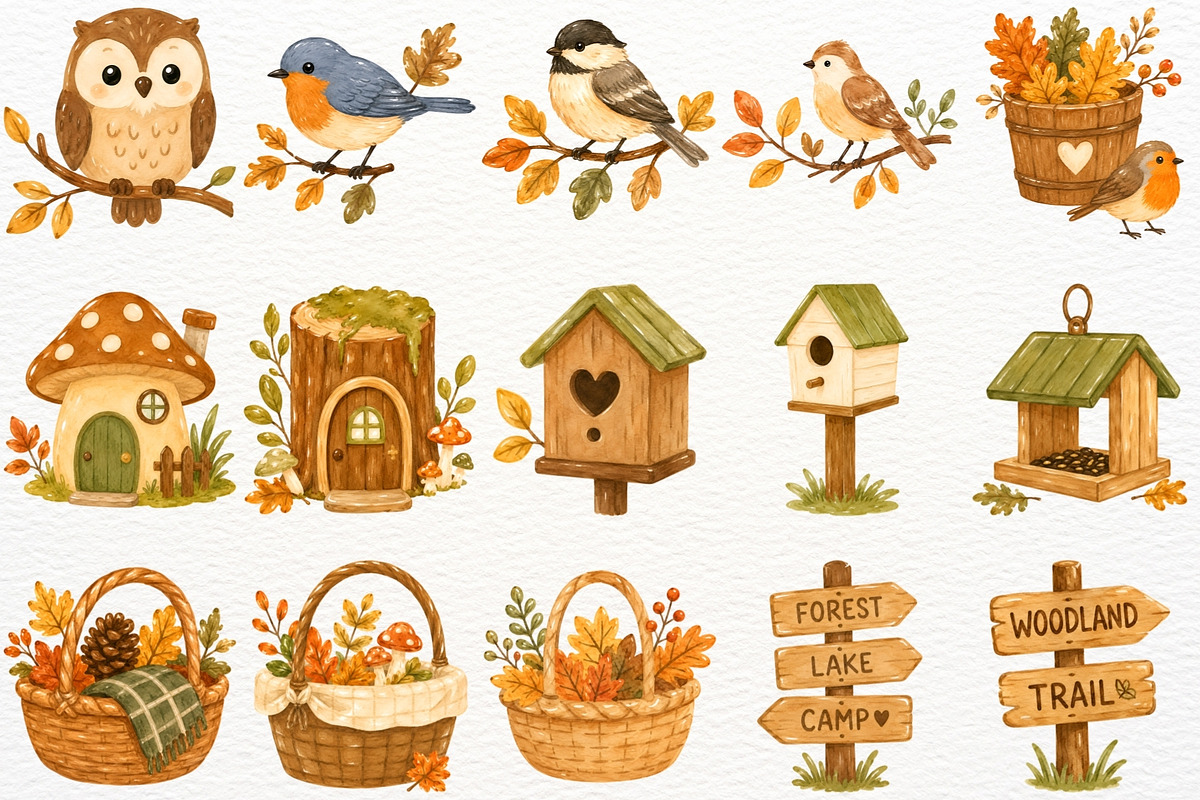 Autumn Woodland Animals Fall Clipart, an Animal Illustration by SugarCloudStudioArt (Photo 4 of 6)